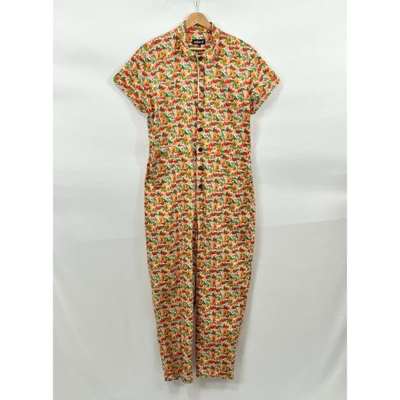 MIXED by NASRIN Sz XXL 2xl Apple Print Zip Front Jumpsuit Coverall - Picture 2 of 6